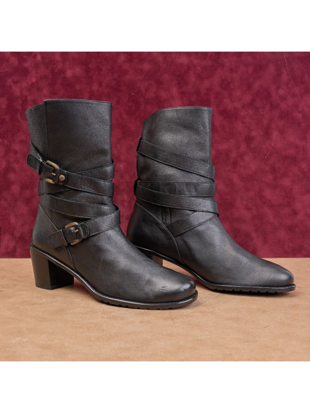 Stuart Weitzman Women Vintage Y2K Black Leather Moto Festival Grunge Boots 10.5